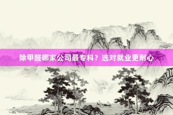 除甲醛哪家公司最专科？选对就业更耐心